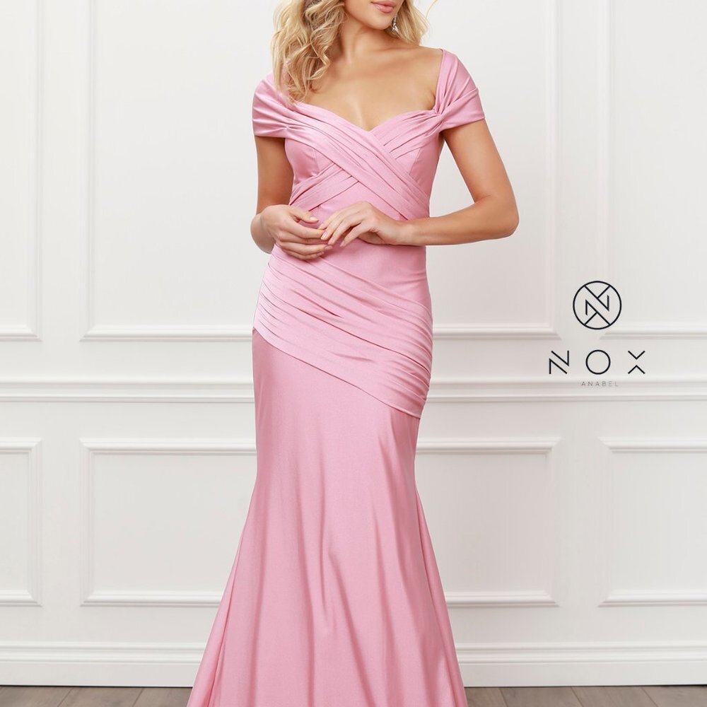 PLEATED SWEETHEART NECKLINE OFF SHOULDERS MERMAID Evening Formal GOWN NX…